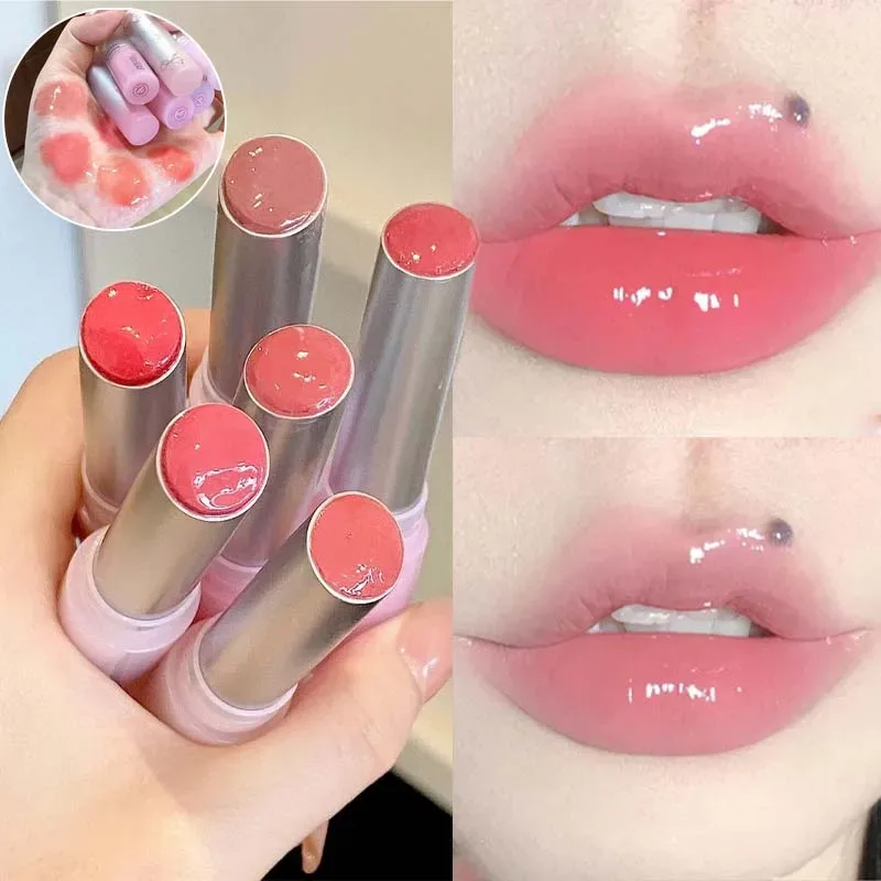 Mirror Glass Solid Lip Gloss Water Light Round Tube Lasting Moisturizing Lipstick Natural Nude Peach Tint Jelly Lip Glaze Makeup — image 4