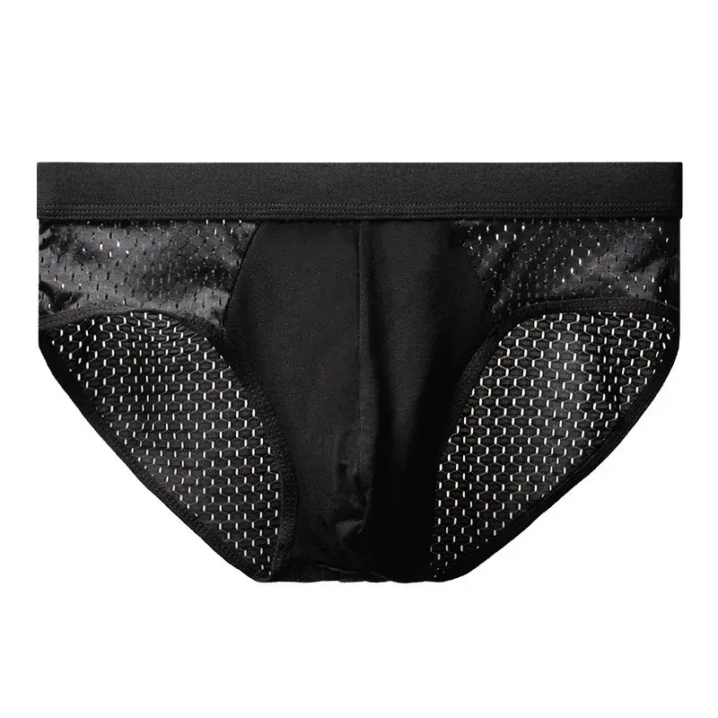 Men Underwear Male Thin Breathable Triangle Panties for Men's Ice Silk Briefs Mesh Sexy Square Corner Pants for men's Shorts — image 3