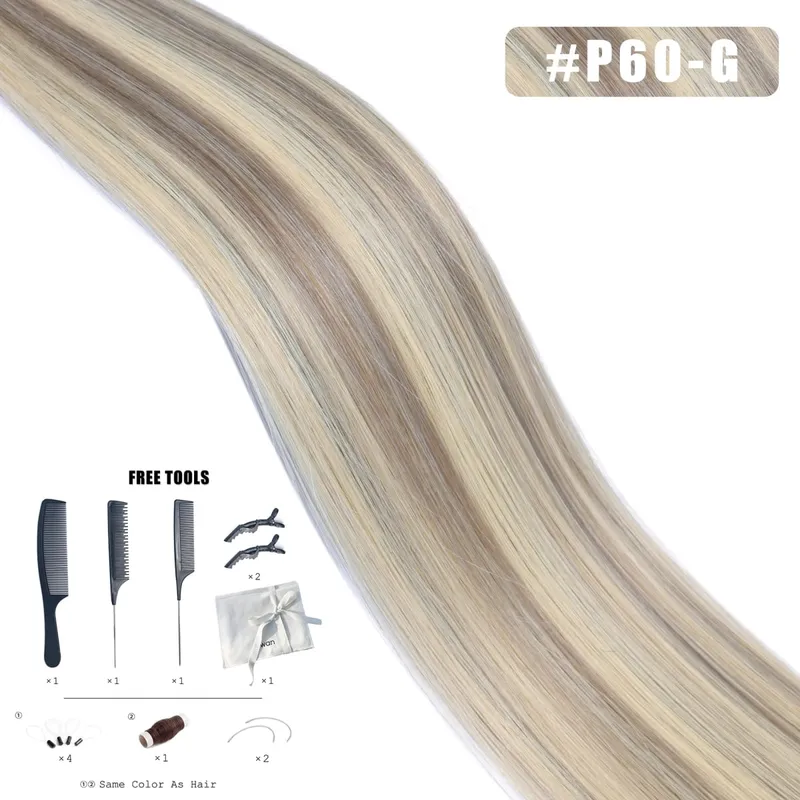 Genius Weft Human Hair Extensions 50G Remy Human Hair Invisible Brazilian Hair Extensions Hair Bundles — image 10