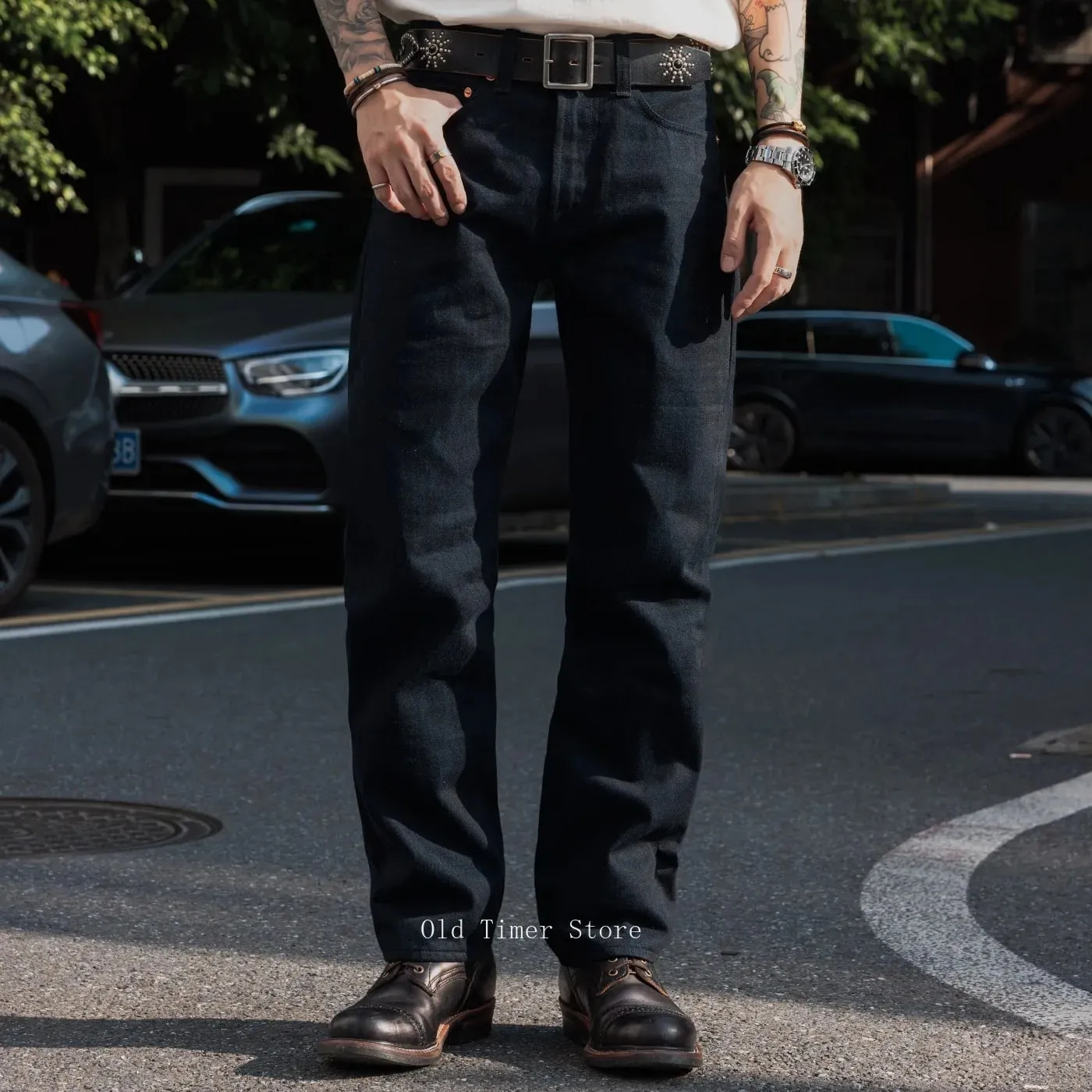 Red Tornado Men's 16oz Selvedge Denim Jeans 666 Slim Straight Midnight Blue Heavyweight Cotton Casual Pants — image 2