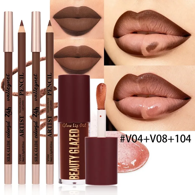 3Pcs/Set Matte Velvet Lip Liner Lip Oil Lip Combo Long Lasting Waterproof Lipliner Lip Makeup — image 6