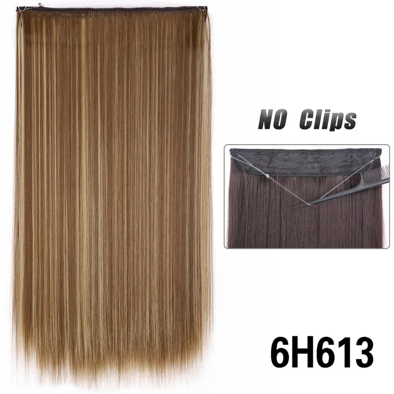 No Clips Hair Extensions Invisible Wire Long Straight Synthetic False Hair Piece 80cm Black Brown Blonde Hairstyle — image 13
