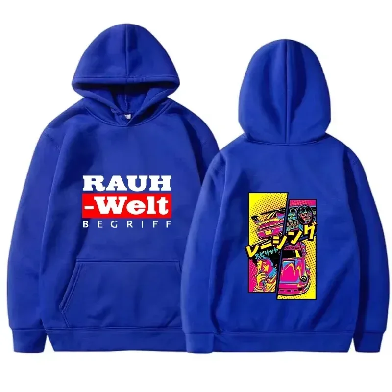 Felpa con cappuccio Rauh Welt Car Widebody Tuning JDM Racing Pop Art Comic Estetica Felpa casual oversize nera a maniche lunghe — image 4