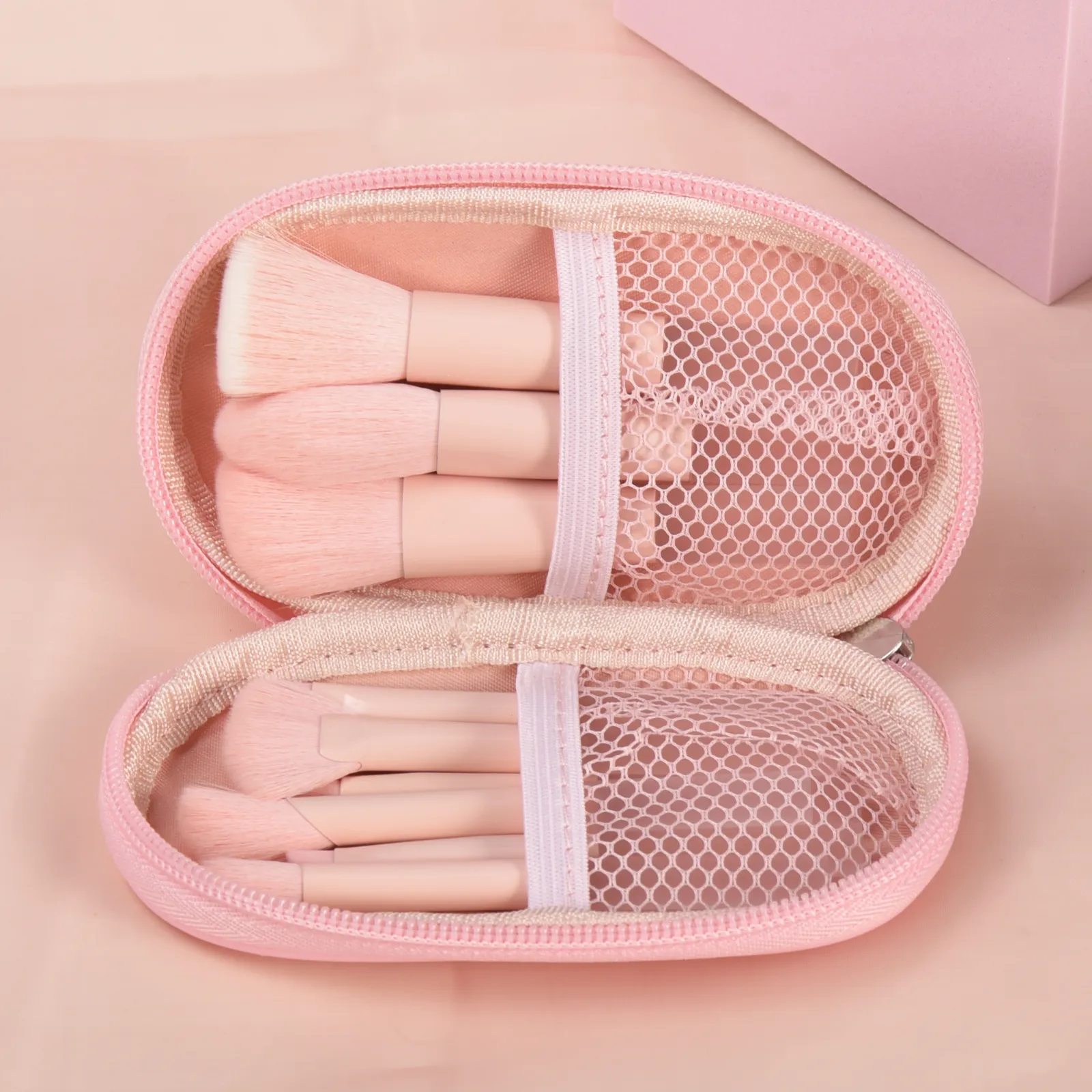 10 pink mini makeup brushes with storage bag foundation contouring brush eyeshadow brow brush - Makeup puff portable makeup — image 3