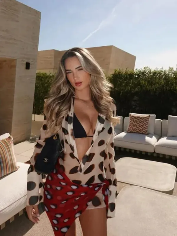Sexy dámské šaty ve stylu košile s potiskem a rukávy s odnímatelným límečkem Šaty 2026 Letní elegantní dámský župan