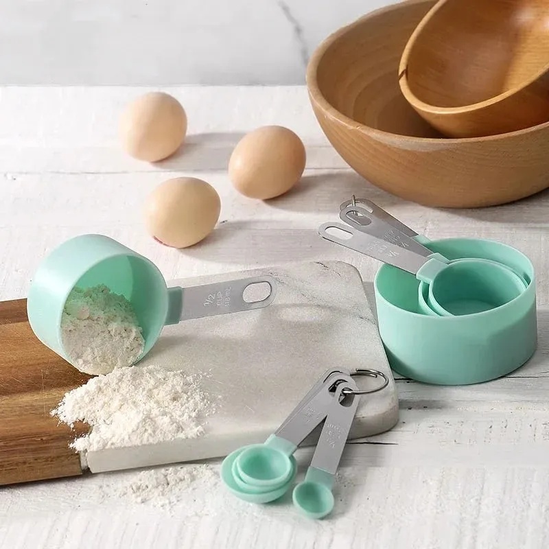4/8PCS/Set Plastic Multi Purpose Measuring Cup Measuring Spoon Stainless Steel Handle With Graduated Measuring Baking Tools — image 8