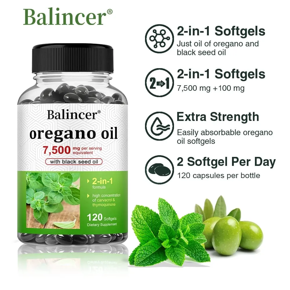 Balincer Oregano Oil Capsule 30/60/120 Softgels Natural Immune Support Promotes Healthy Digestion&Gut Flora Dietary Supplement — image 2