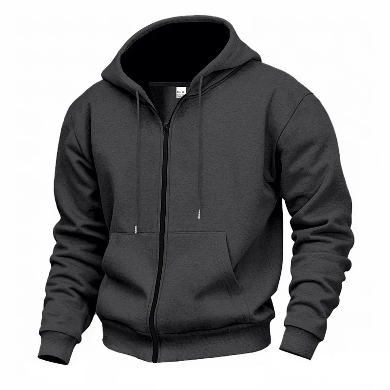 Baru 2026 Musim Gugur Kasual Lelaki Lengan Panjang Zip Bertudung Kot Sweatshirt Fesyen Lelaki Luaran Pakaian Sukan Jaket Hoodies — image 46
