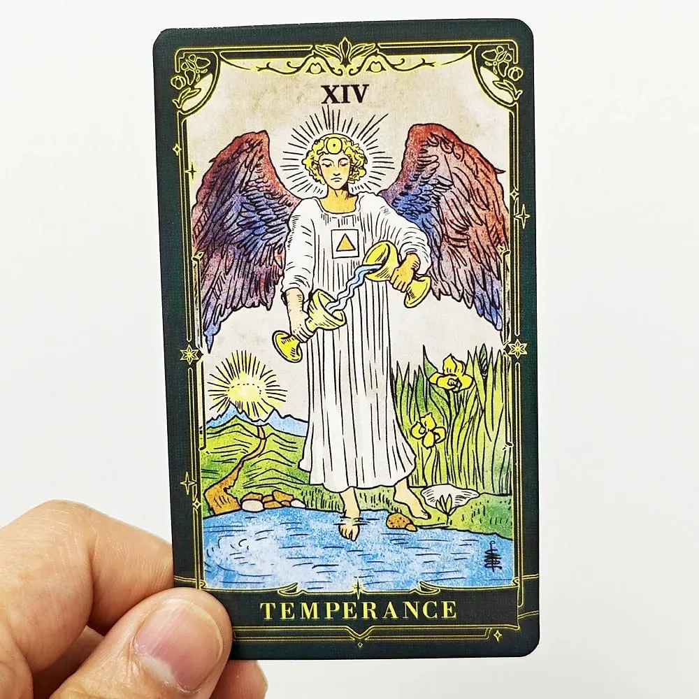 A.E. Tarot classique 78 pièces système Rider Waite cartes de Tarot avec bords dorés vert foncé avec guide pour débutants 10.3*6 cm — image 6