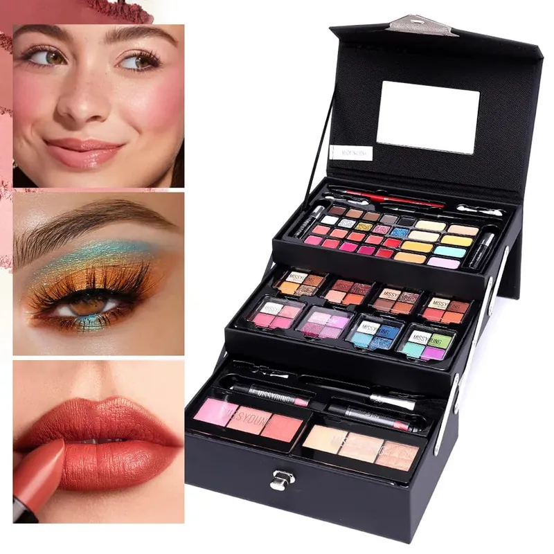 Makeup Gift Set for Women Full Kit All in One Make Up Eyebrow Powder Lipstick Lip Gloss Brush Shimmer Glitter Eye Shadow Palette — image 7