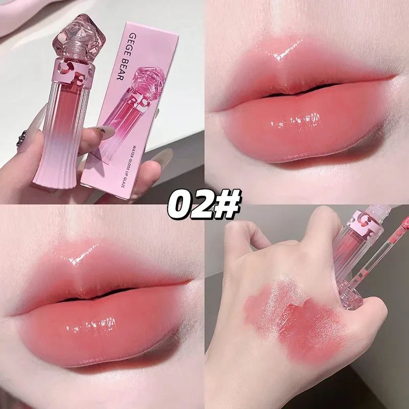 Gege Bear Water Light Lip Llaze Set Mirror Lipstick Lip Gloss Hydrating Moisturizing Long Lasting Gift for Lover — image 10