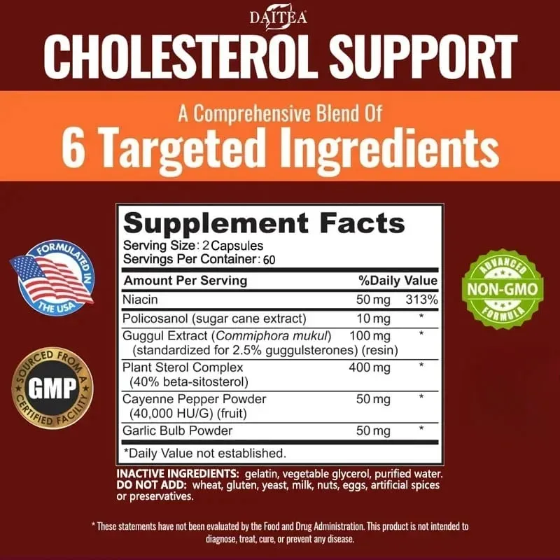Suplemento de apoyo al colesterol Daitea: reduce el LDL y los triglicéridos. El sistema inmunológico alivia la ansiedad de forma natural. Salud suprarrenal. — image 6