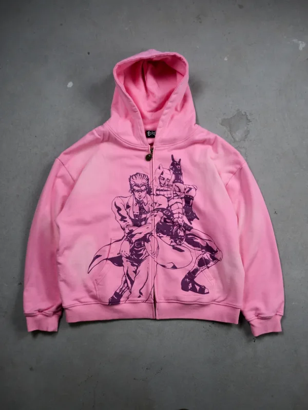 Y2k stoi Hiphop Jojo Bizarre Adventure bluzy Harajuku ponadgabarytowe męskie damskie bluza z kapturem na zamek Hip Hop para bluza uliczna — image 10