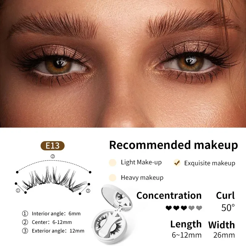 Brown Lashes 3Magnetic eyelashes integrated storage box 3D false eyelash with applicater natural thick glue-free eye lashes drop — image 19