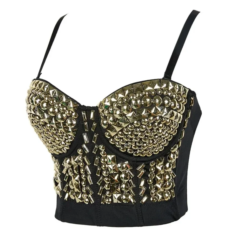 Visivane Rivet Beading y2k Tank Tops Women Bra Blusas Short Corset Woman Clothing Stage Party Shaper Ladies Crop Shirt Camis — image 18