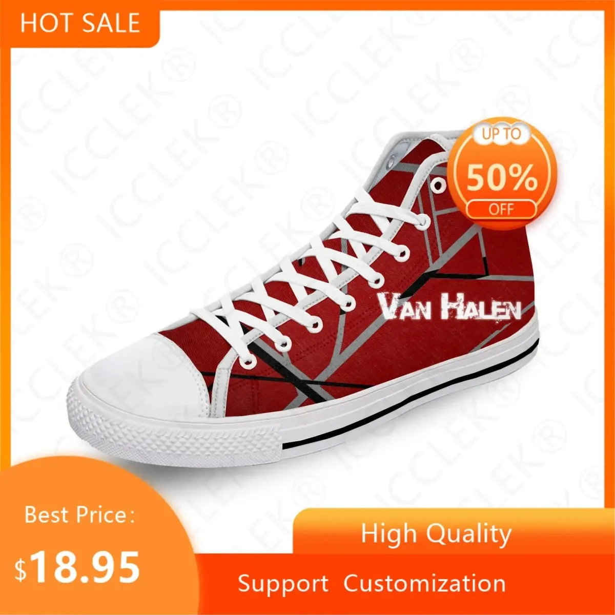 Hot Van EVH 5150 STRIPES Halen Harajuku Lightweight Cloth 3D Print High Top Canvas Shoes Mens Womens Casual Breathable Sneakers