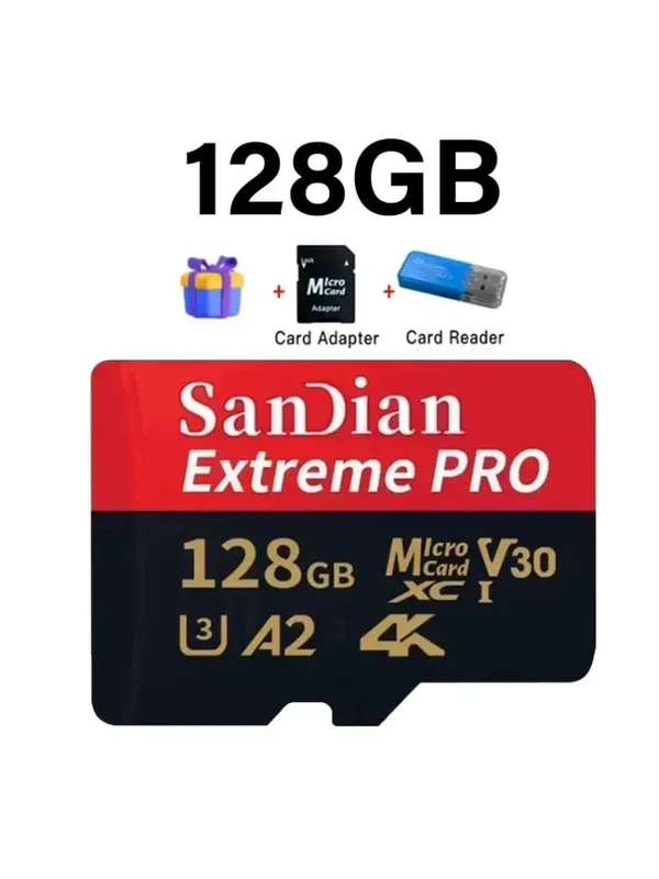 Sınıf 10 U3 V30 Su Geçirmez Bellek SD Kartları USB Adaptörü ile 128 GB 512 GB Telefon Dizüstü Kamera için Yüksek Hızlı Mikro TF/SD Kart