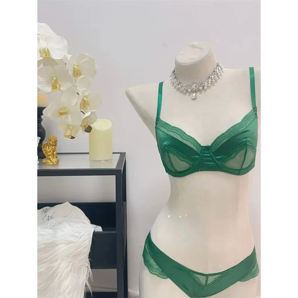 Ladies Satin Lace Underwire Bra 32-38AB Ultra Thin Minimizer Bra Side Support Anti Sag Gather Breast French Lingerie — image 3