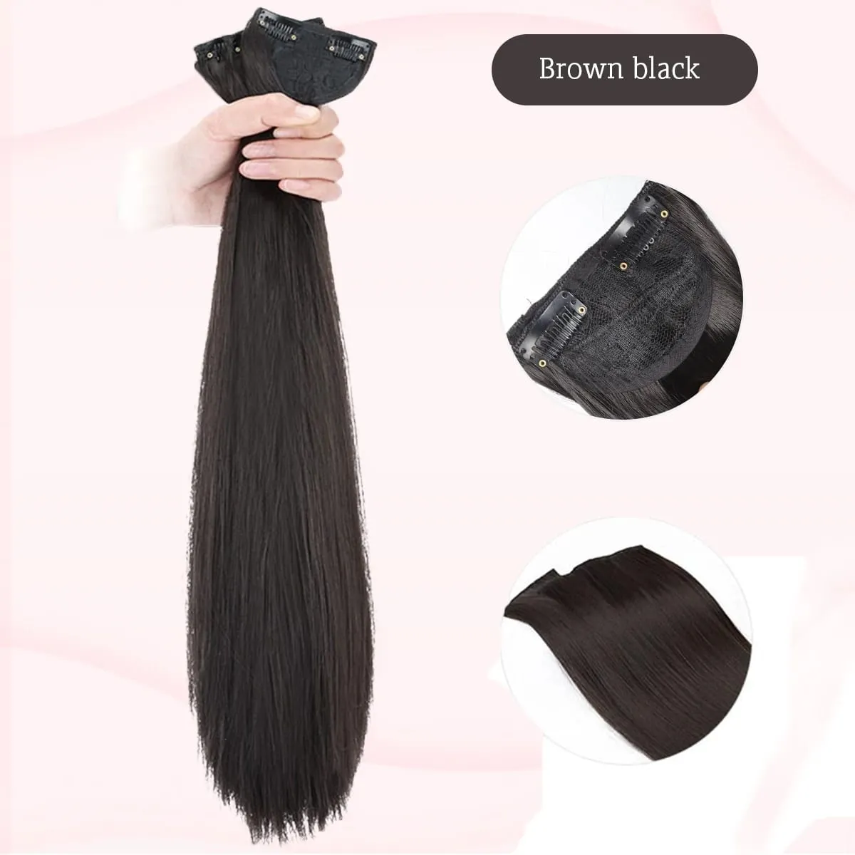 16-24 inch synthetic hair extension Wig patch invisible seamless for women three straight to increase hair volume — image 9
