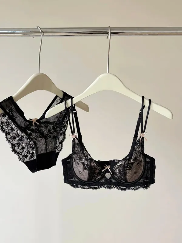 Conjunto de lencería Sexy para mujer, sujetador reductor de estilo francés, soporte para pechos grandes, Media Copa, aros suaves, sujetadores finos cómodos antiflacidez — image 10