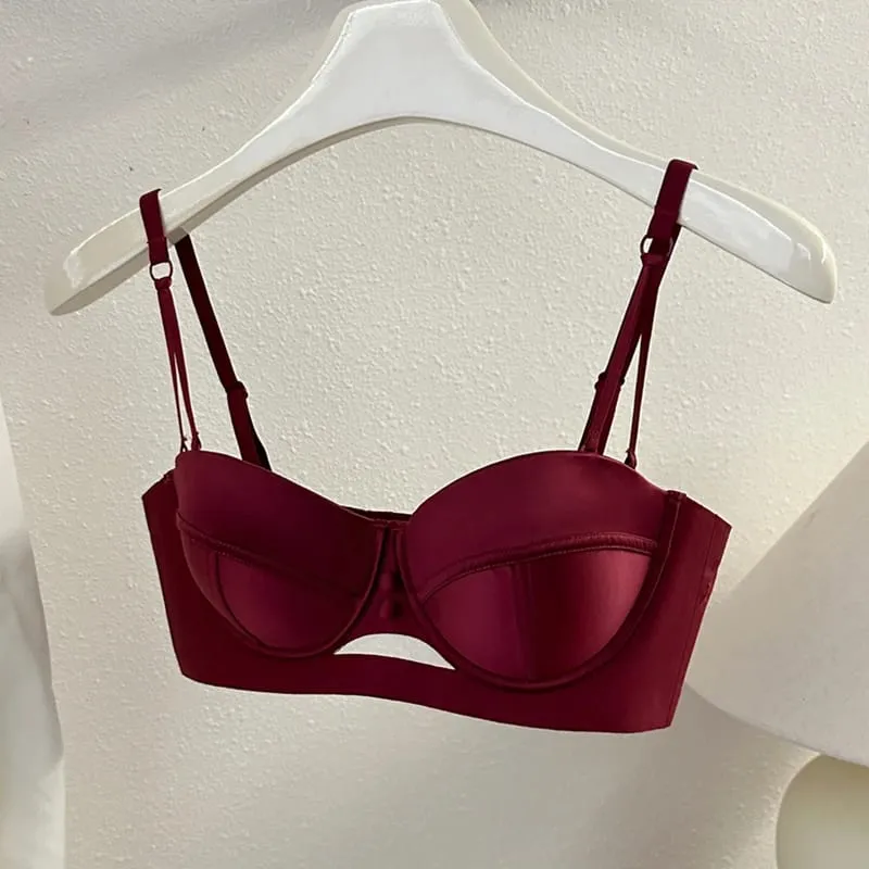 AA Cup Strapless Bra Set Fixed Half Cup Built-in Lift Lingerie Push Up Convertible Underwear Push Up Convertible Underwear — image 8