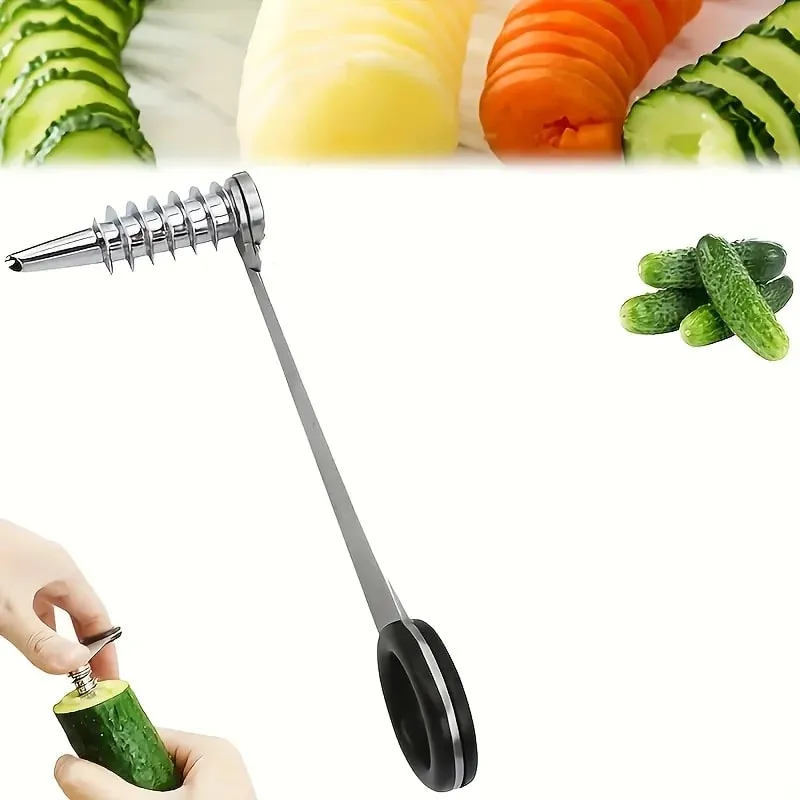 Manual Vegetable Spiral Cutter - Stainless Steel Handheld Slicer with Curved Design Suitable for Even Cutting of Potatoes — image 6