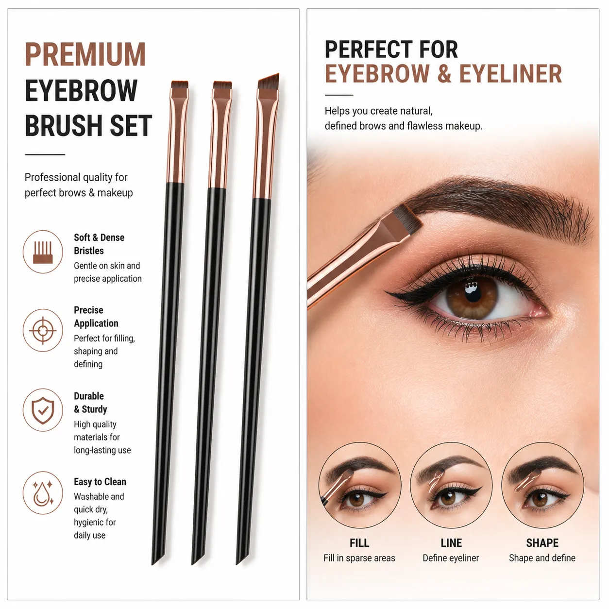 Štětec na oční linky Brow Tint Štětce Sada štětců na obočí Jemně úhlový Bod Úhlový Zkosený Tónovací Ultra tenký plochý make-up Premium Eye