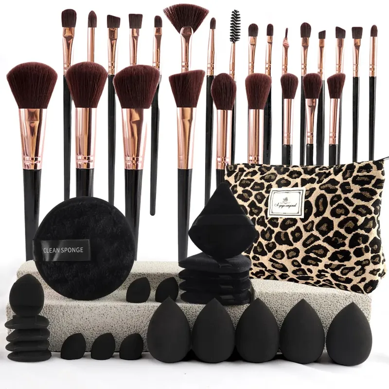 Professional Makeup Brushes Set for Foundation Eyeshadow Highlighter Blush Concealer Powder Cosmetic Tools with Sponges Kit — image 10