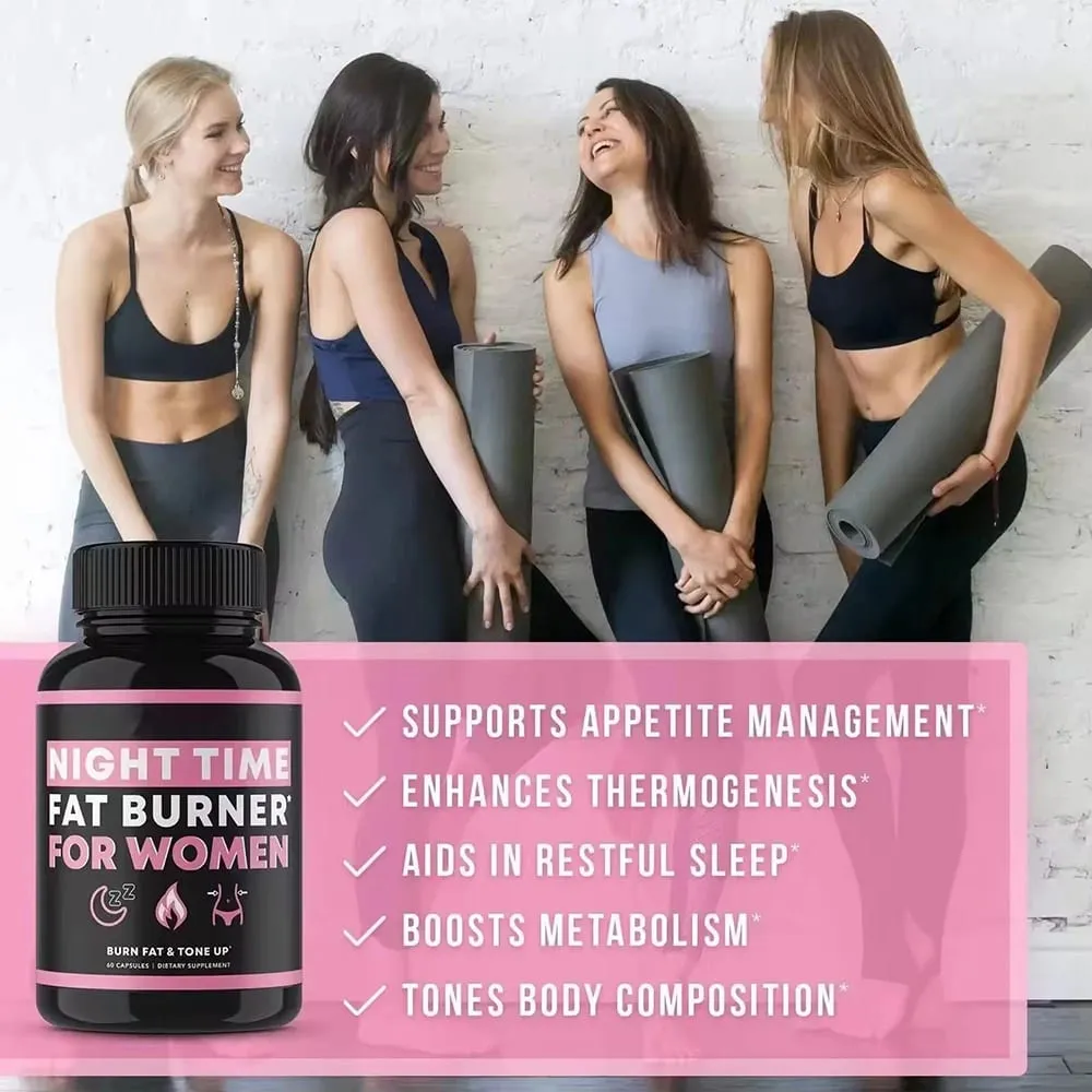Night Time Fat Burner Supplement for Women Belly Fat Burner & Tone Up Pills for Bloating & Metabolism Appetite Suppressant — image 3