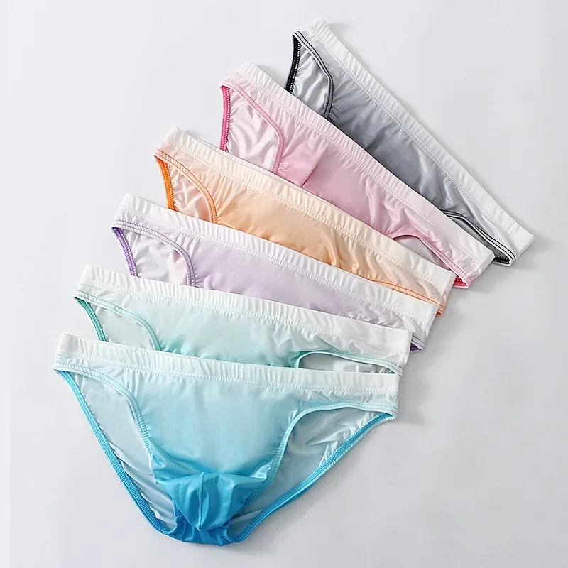Men Underwear Briefs Shorts Bikini Homme Slip Gradient Milk Silk Panites Man Low Rise U Convex Pouch Underpant Cueca Calzoncillo — image 8