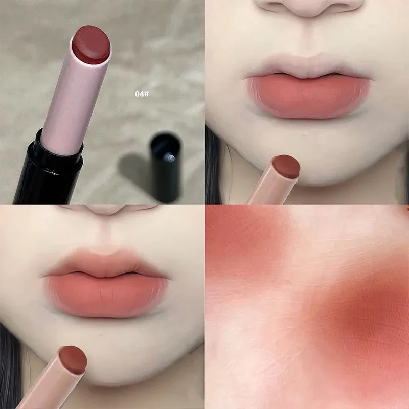 1Pc Matte Red Brown Lipstick Waterproof Matte Shimmer Lipstick Nude Lip Gloss Natural Rouge Balm Long-lasting Makeup Stick — image 3