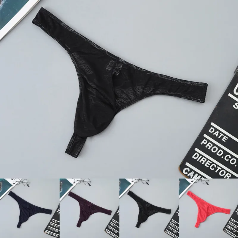 ผู้ชายลูกไม้ Jacquard G-String ชุดชั้นในสูงยืดขนาดใหญ่กระเป๋ากางเกงเซ็กซี่เกย์เร้าอารมณ์ T-back Underpants — image 7