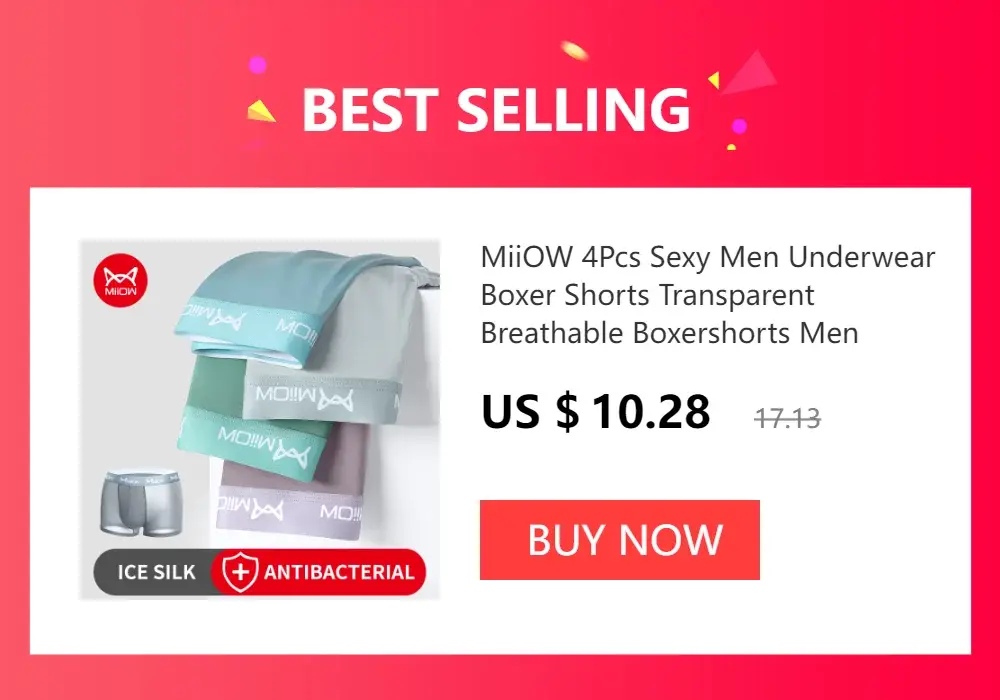 MiiOW – Boxer Sexy pour hommes, sous-vêtements en maille respirante en soie glacée, culotte masculine, Lingerie, caleçon, grande taille L-4XL 2022 — image 16
