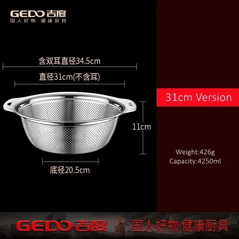 Сертификация LFGB, кухонный дренажный умывальник из нержавеющей стали 304, диаметр 23-31 см, дуршлаг с плотными маленькими отверстиями — image 13