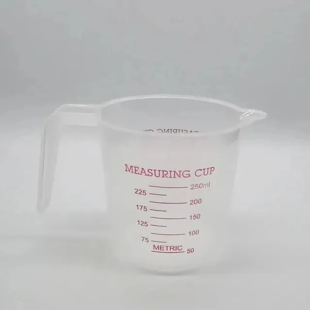 Kitchen Food Grade 0.25L 0.5L 1L Plastic Tip Mouth Pot Pour Spout Clear Measuring Cup Household Baking Scale Cup Kitchen Tool