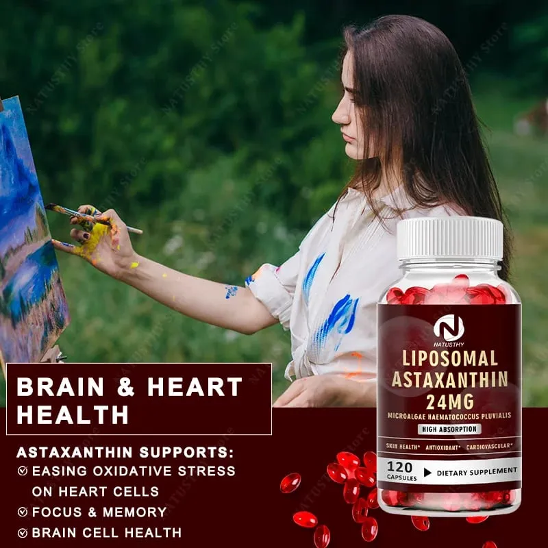 Haematococcus Pluvialis Astaxanthin Capsule - Liposomal Astaxanthin 24mg - Natural Antioxidant Skin & Eye Health & Immune Health