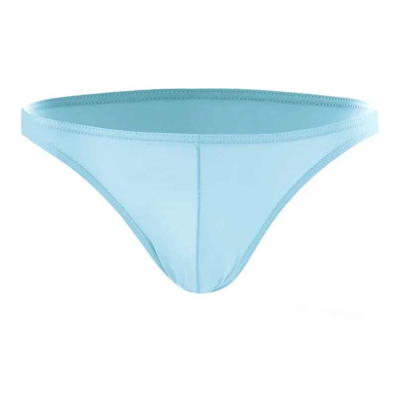 3 uds verano borde estrecho hombres deportes transpirable hielo seda calzoncillos finos sexy cintura baja apretado sin costuras pequeños pantalones triangulares — image 4