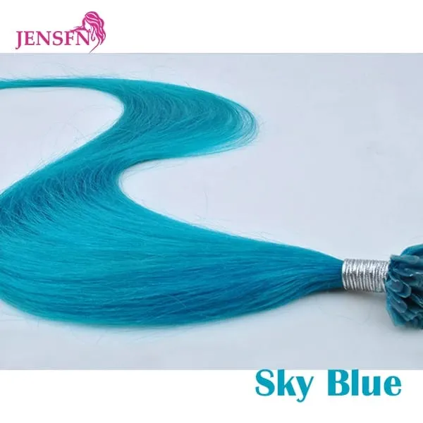 Color Straight Fusion Nail U Tip Human Hair Extensions Keratin 0.5g/Strand 20" Inch For Salon For Women A Variety of Color — image 12