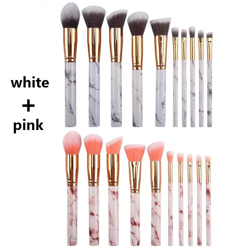 10 Pcs Marble Makeup Brushes Premium Synthetic Kabuki Foundation Blending Face Powder Blush Concealers Eye Shadows Brushes — image 12