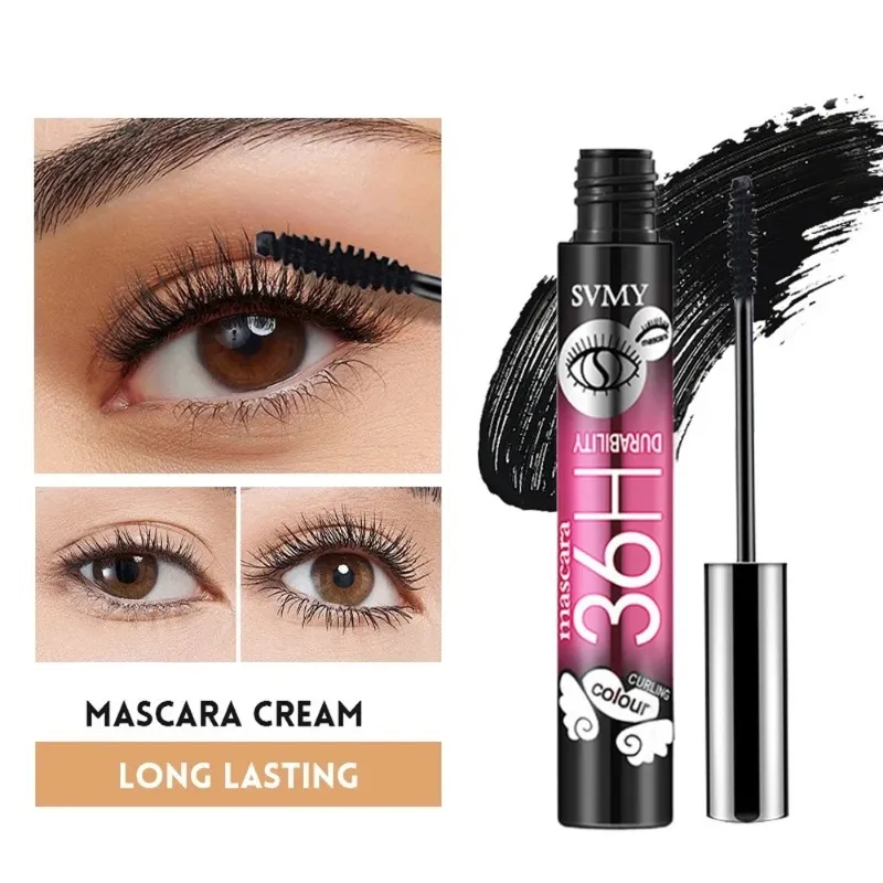 Fiber Mascara Sort Tyk Krøllet Holdbar Vandtæt Svedtæt forlængende Mascara Volumiserende Naturlig Eye Lash Extension Makeup — image 3