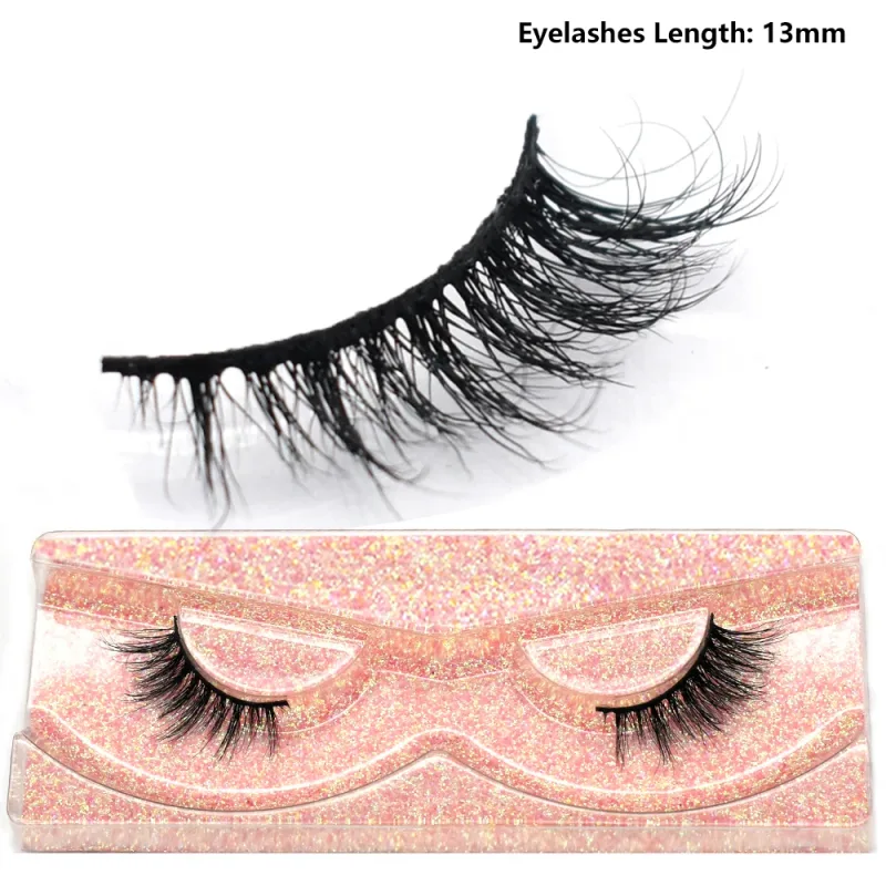 Demi-cils naturels 3D en vison, courts, duveteux, vaporeux, bande croisée, doux, Extension, maquillage — image 12
