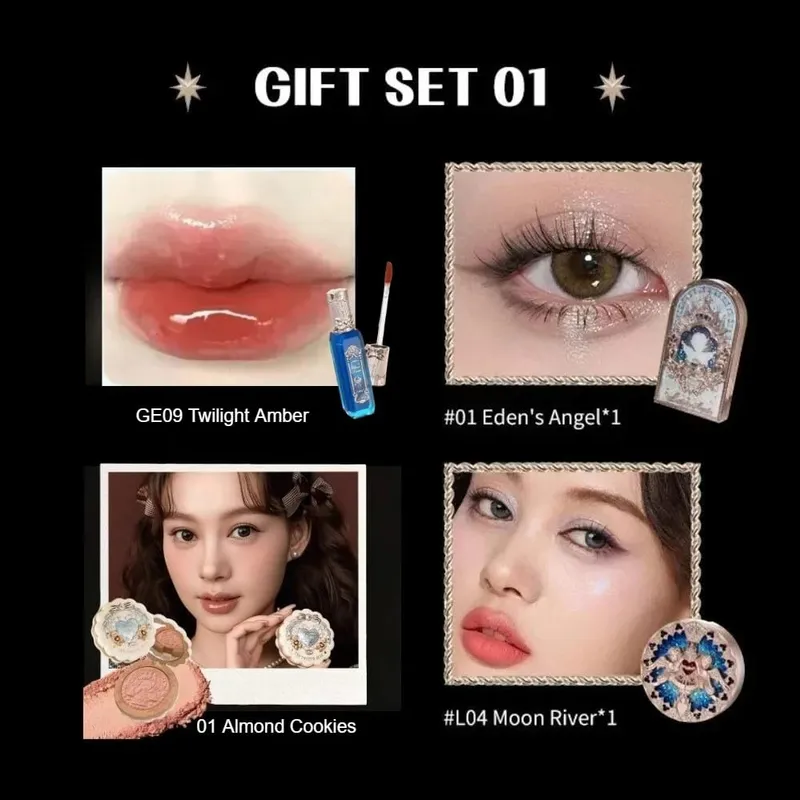 Flower Knows Little Angel Collection Makeup Gift Box Eyeshadow Blush Cream Matte Lipstick Full Kit All