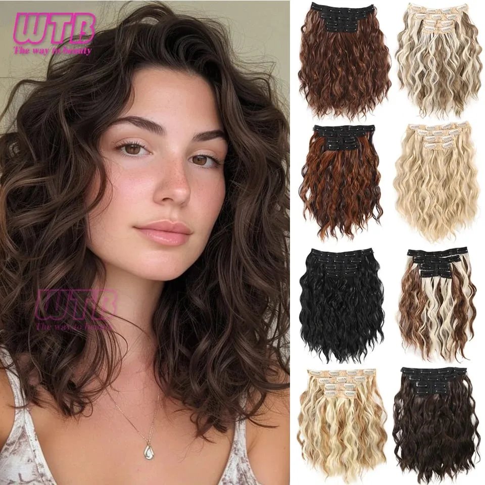 Synthetic Heat Resistant Hair Extensions Multi Color Clip-in Body Wave 12inch 4 PCS Double Weft for Women Girl Daily Party Use — image 8