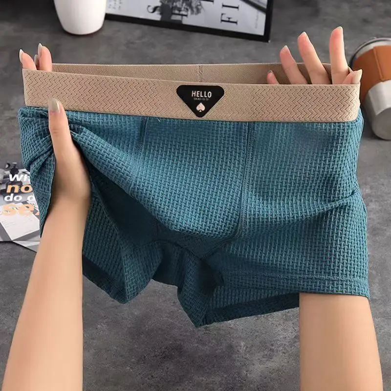 4pcs Men's Boxer Shorts Ice Silk Underwear Underpants Cool Breathable Sexy Slim Panties Mesh Lingerie — image 1