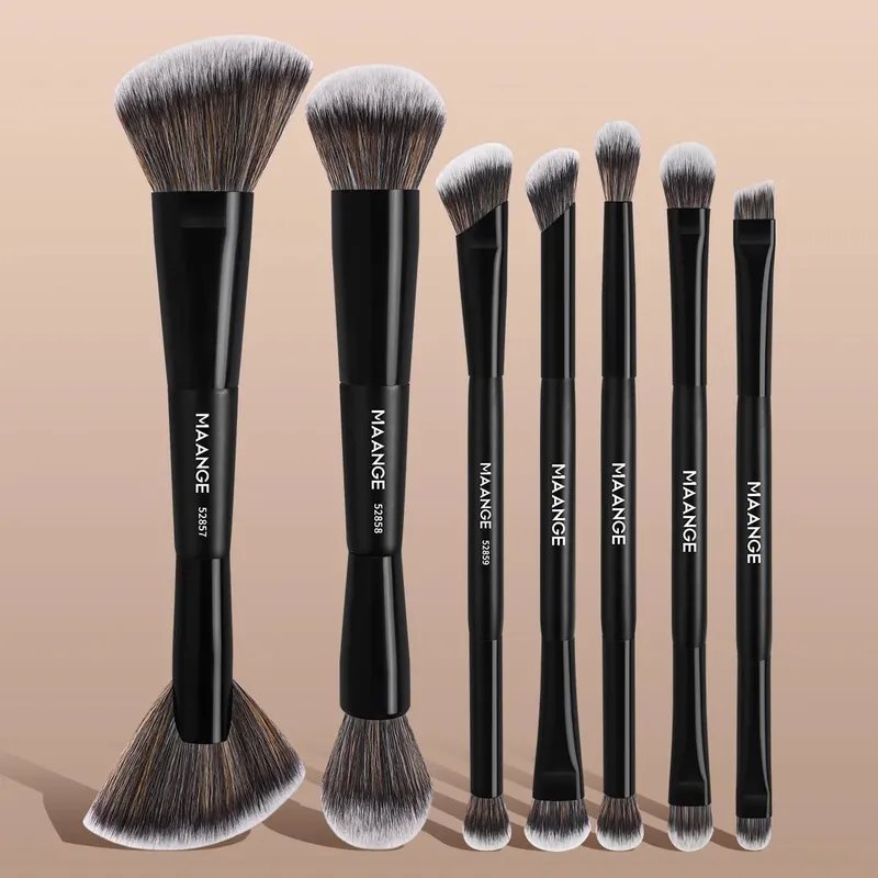 7pcs Professional Dual-ended Makeup Brushes Soft Dense Hair for Foundation Powder Blush Eyeshadow Makeup Accessories Gift
