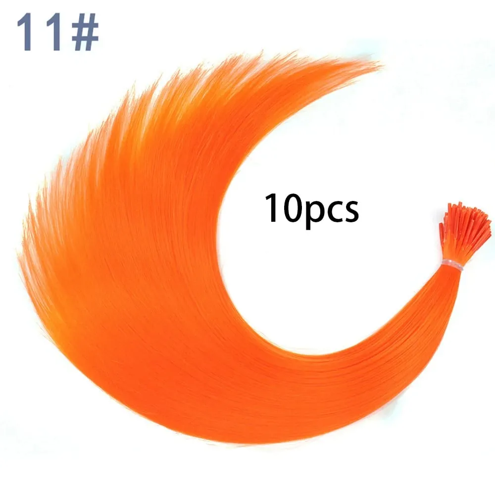 Synthetische farbige I-Tip-Stick-Haarverlängerungen, glattes Haar, 40,6 cm, für Frauen, hohe Temperaturen, 10 Strähnen/Packung, Farben — image 19