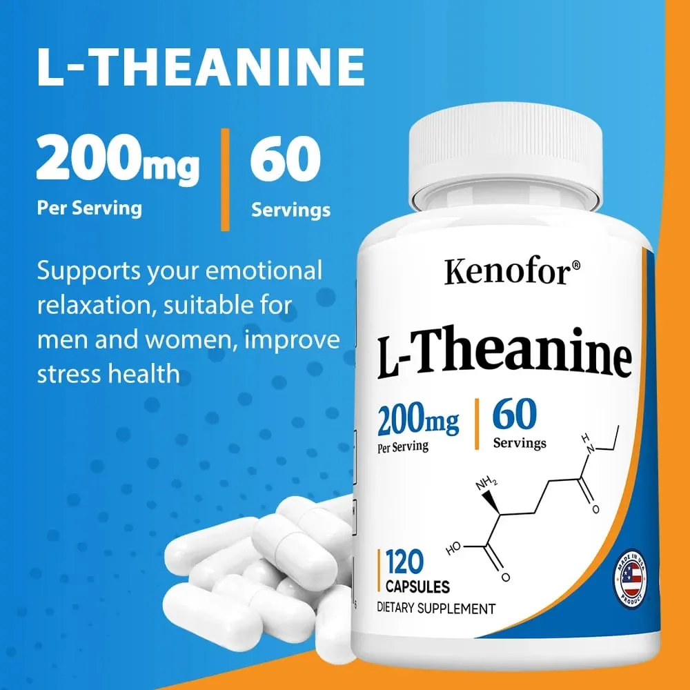 L-Teanina 200 Mg Dodatkowa siła Dodatek teaniny – Wspomaganie skupienia i relaksu Lepszy sen Bez GMO i bez glutenu — image 2