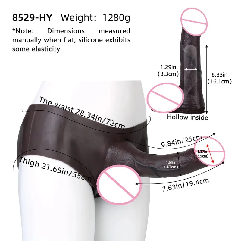 หนา Hollow Dildo ชายสายรัดขนาดใหญ่ Hollow Dildo Dick Extender ซิลิโคนสมจริงอวัยวะเพศชายขนาดใหญ่ของเล่นสำหรับคู่รัก Sex