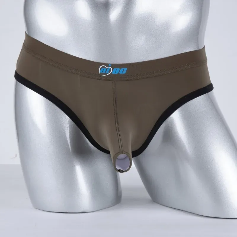 Men's Erotic Briefs Elephant Nose Open Sheath Bikini Gay Sexy Thin Ice Silk Penis Bulge Separate Elastic Quick Dry Sports Tangas — image 36