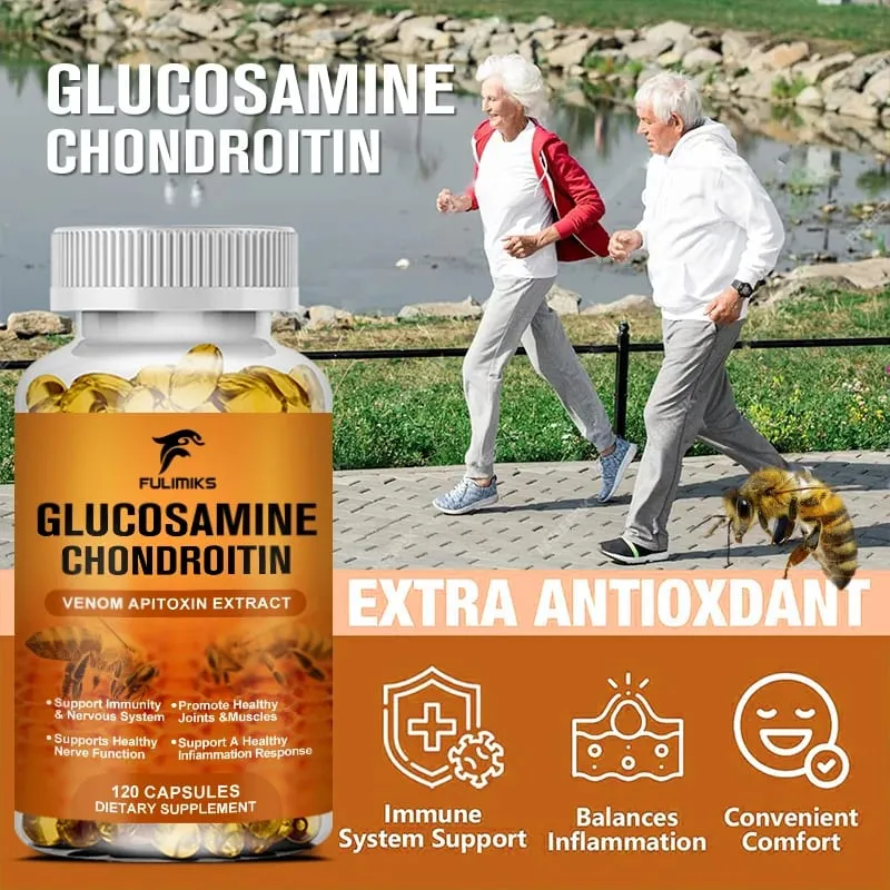 Glucosamine 1500 mg Chondroitin 1200 mg Extra Strength Capsules Joint Support Antioxidant Immune Support Supplement for Adults — image 4